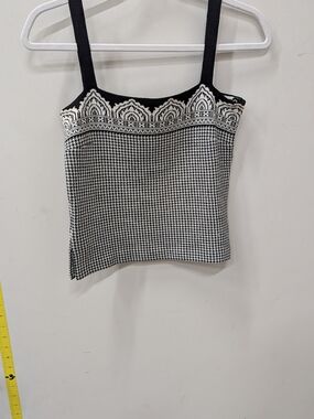 St John Houndstooth Knit Tank Top Square Neck Fall 2003 Collection Women’s Sz 0